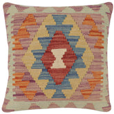 handmade Traditional Pillow Red Blue Hand-Woven SQUARE 100% WOOL  Hand woven turkish pillow  2 x 2